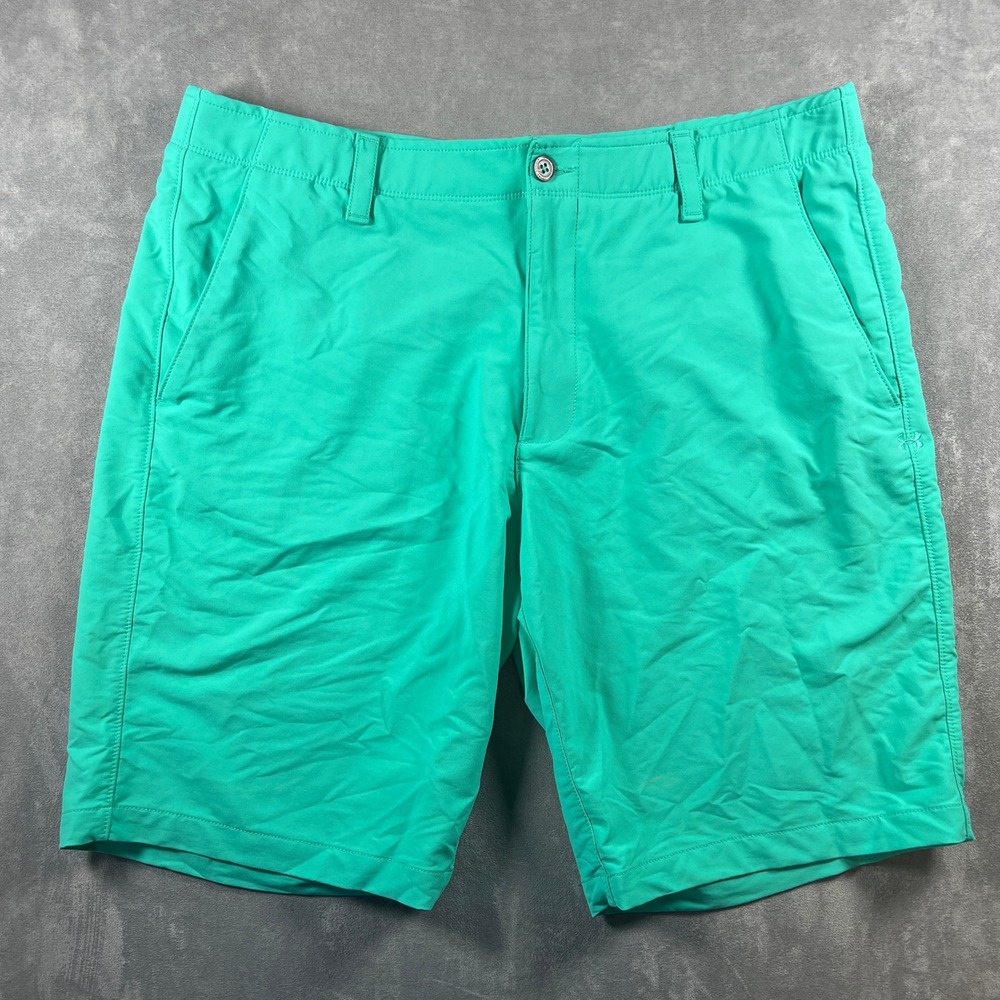 Under Armour Mens Golf Shorts Green HeatGear Loose Fit‎ Size 40